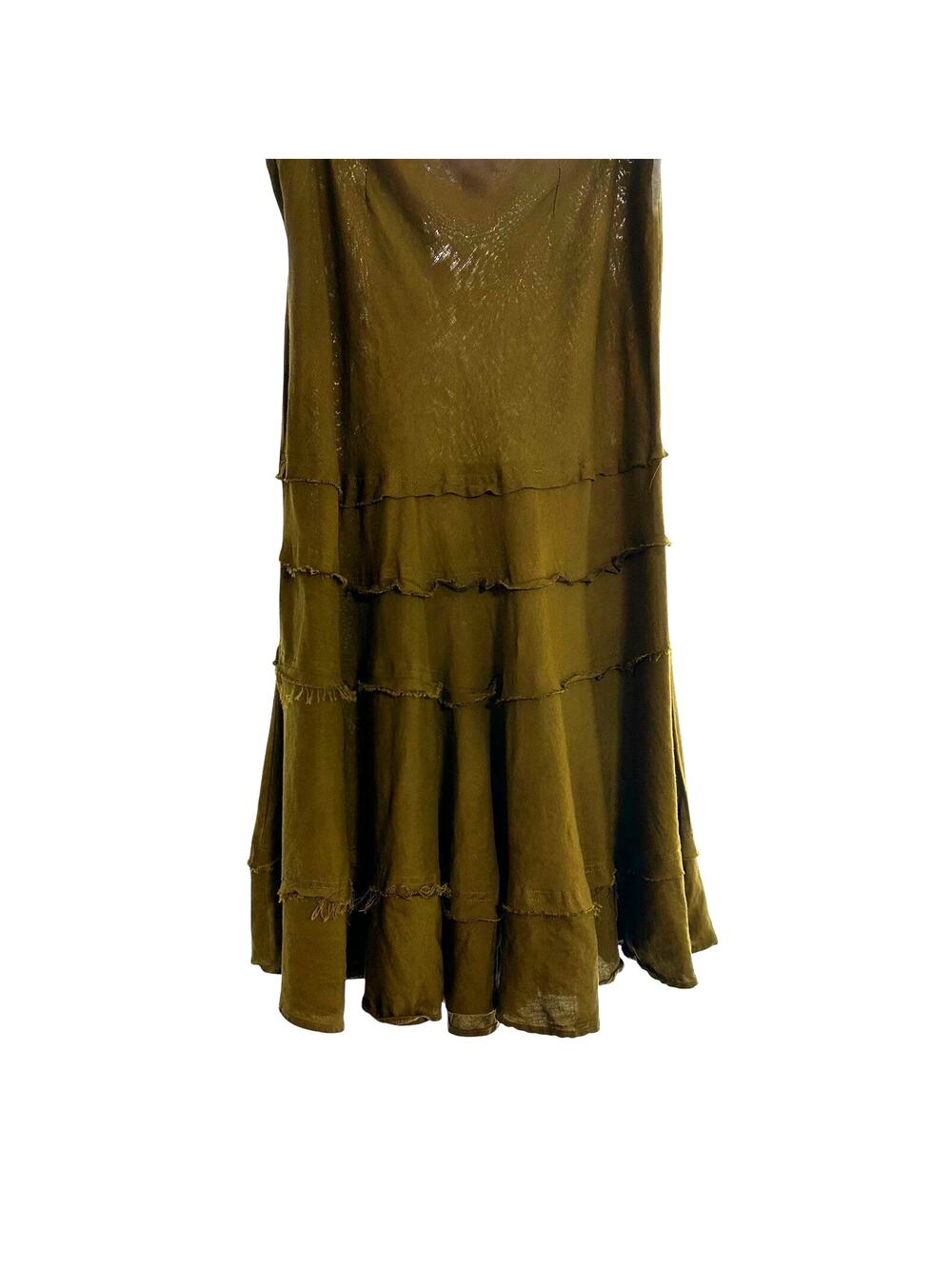 Ashley Stewart Boho Cottage Core Size 14 Lagenlook Layered Army Green Skirt - Picture 1 of 8